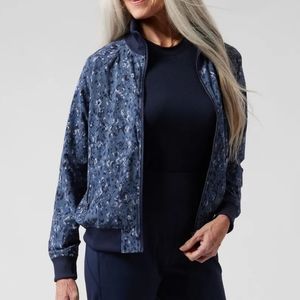 NWT Athleta Captivate Chrome Blue Brooklyn Bomber Jacket II XS